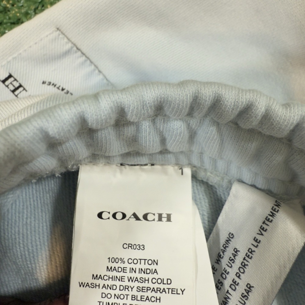 Coach Shorts Womens Large Light Blue Garment Dye Track Drawstring Sweat Cotton - Picture 4 of 8